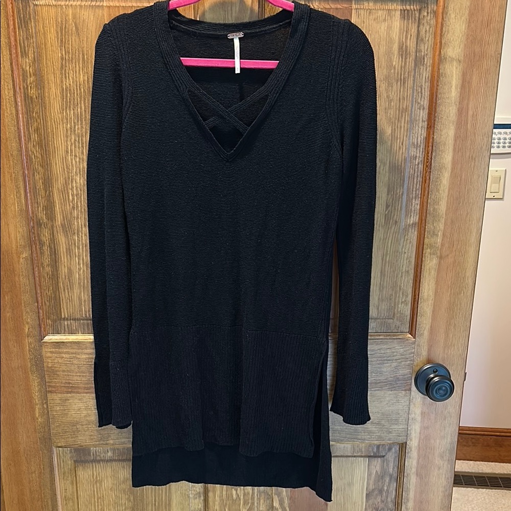 Free People Classic Black V-Neck Sweater